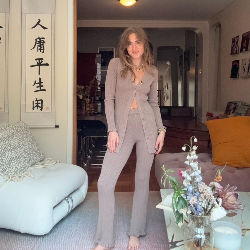 Tularosa Tan Wide Leg Sweater and Pants Set